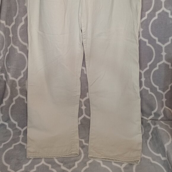 VTG 1970s h.i.s. Tan Bootcut Khaki Pleated Pants 36x32 True Vintage USA Cotton - Picture 2 of 9